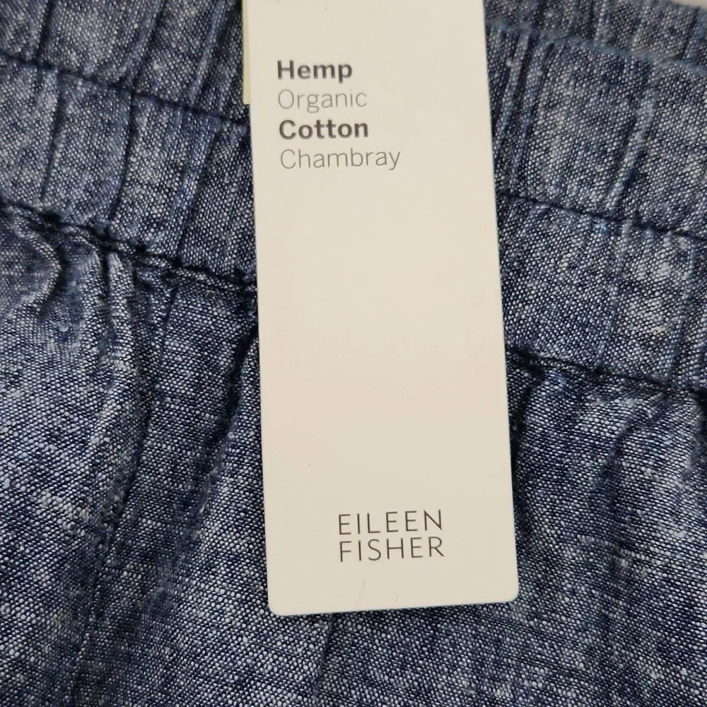 NWT Eileen Fisher Hemp Organic Cotton Chambray Straight Pants. Size XXS - Picture 4 of 10